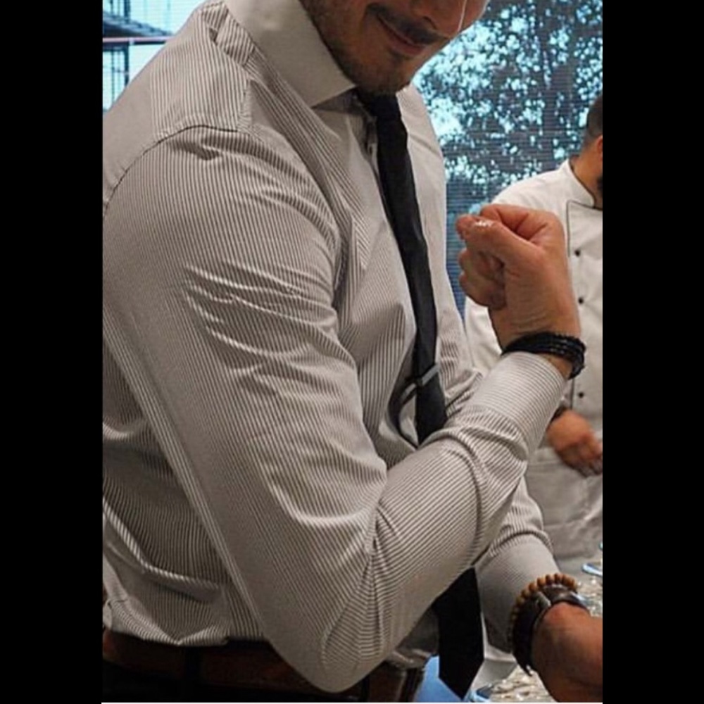 EXPRESS men’s contrast fitted collar shirt NWT